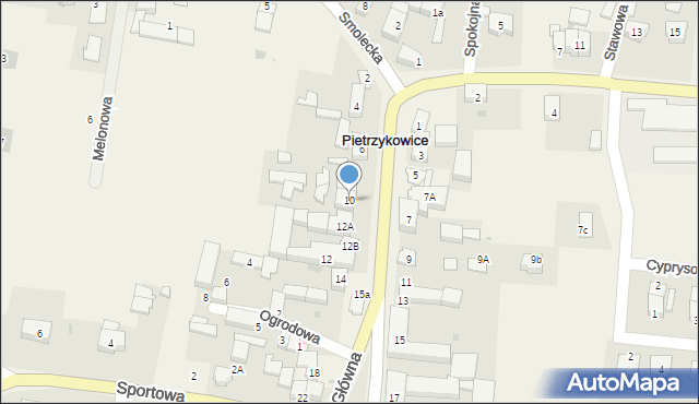 Pietrzykowice, Główna, 10, mapa Pietrzykowice