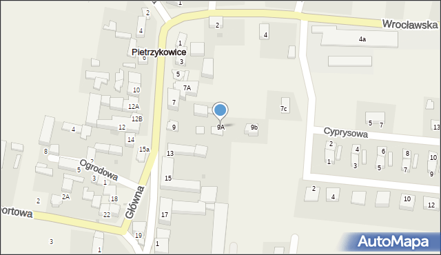 Pietrzykowice, Główna, 9A, mapa Pietrzykowice