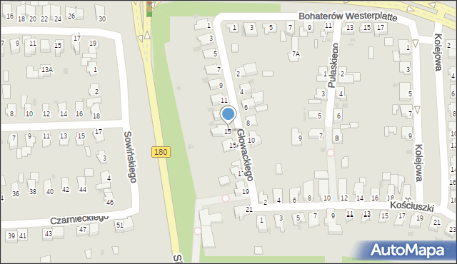Piła, Głowackiego, 15, mapa Piły