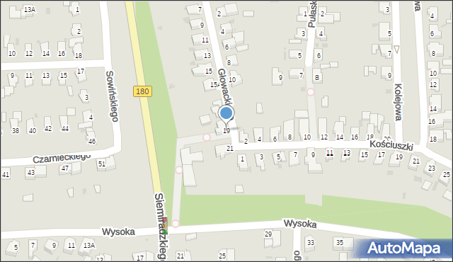 Piła, Głowackiego, 19, mapa Piły