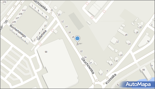 Piła, Głuchowska, 20, mapa Piły