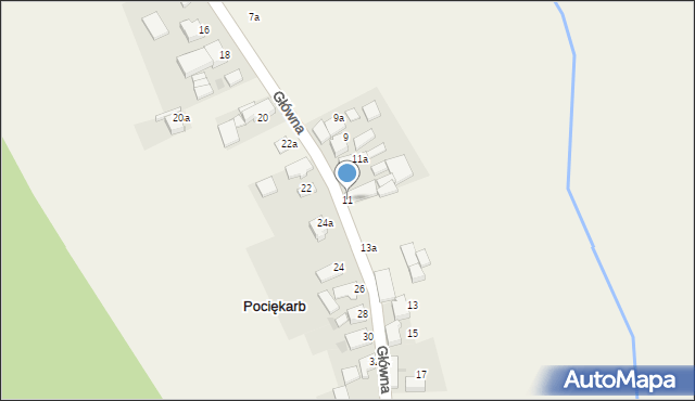 Pociękarb, Główna, 11, mapa Pociękarb