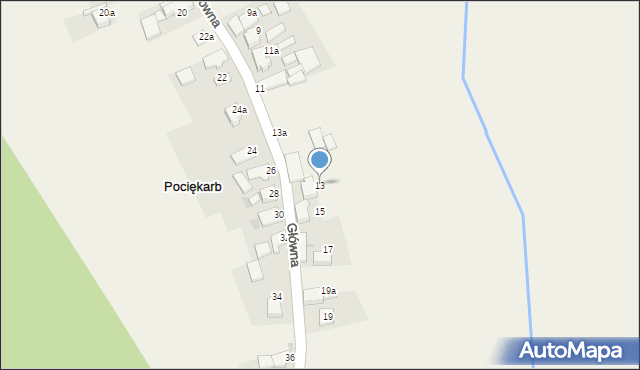 Pociękarb, Główna, 13, mapa Pociękarb