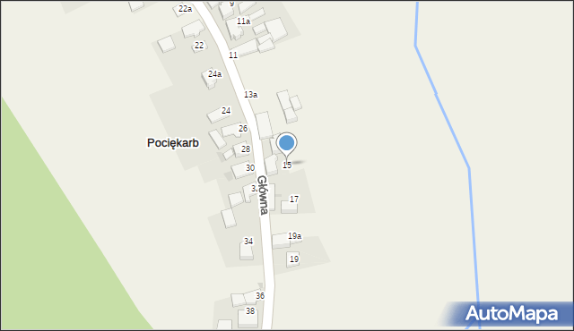 Pociękarb, Główna, 15, mapa Pociękarb