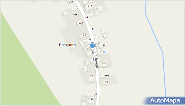 Pociękarb, Główna, 30, mapa Pociękarb