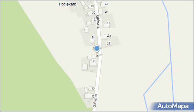 Pociękarb, Główna, 36, mapa Pociękarb