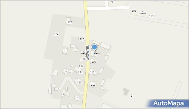 Podbiel, Główna, 107, mapa Podbiel