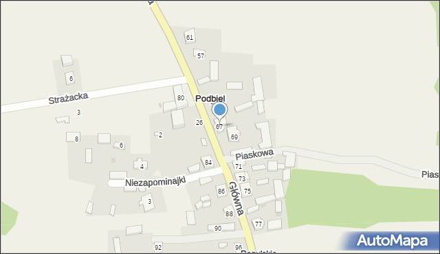 Podbiel, Główna, 67, mapa Podbiel