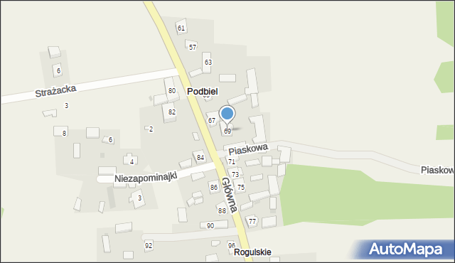 Podbiel, Główna, 69, mapa Podbiel