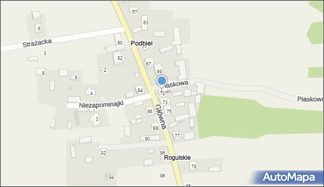 Podbiel, Główna, 71, mapa Podbiel