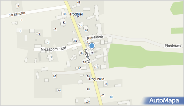 Podbiel, Główna, 75, mapa Podbiel