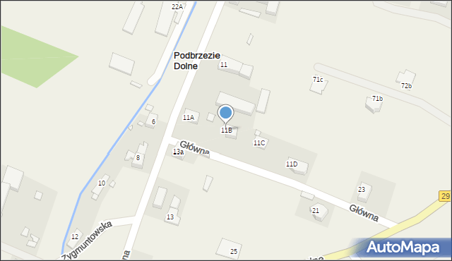Podbrzezie Dolne, Główna, 11B, mapa Podbrzezie Dolne