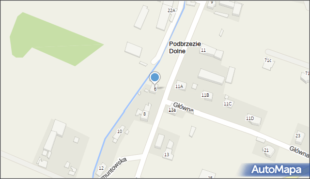 Podbrzezie Dolne, Główna, 6, mapa Podbrzezie Dolne