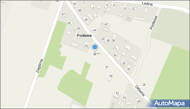 Podlesie, Główna, 59, mapa Podlesie