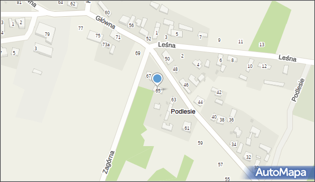 Podlesie, Główna, 65, mapa Podlesie