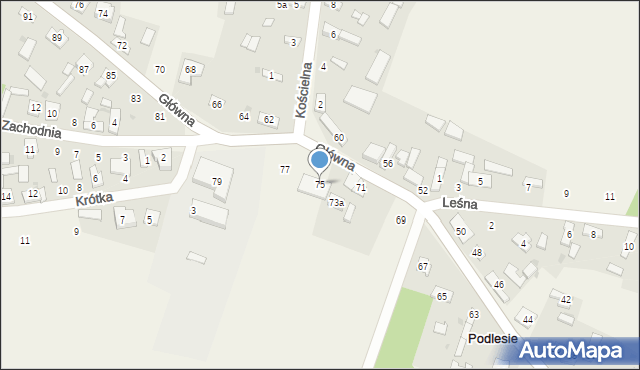 Podlesie, Główna, 75, mapa Podlesie