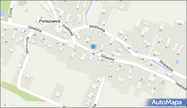 Poniszowice, Gliwicka, 35, mapa Poniszowice