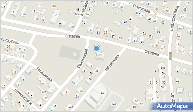 Poznań, Głuchowska, 1, mapa Poznania