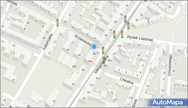 Poznań, Głogowska, 86, mapa Poznania