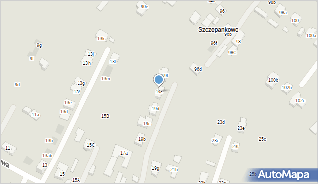 Poznań, Glebowa, 19e, mapa Poznania