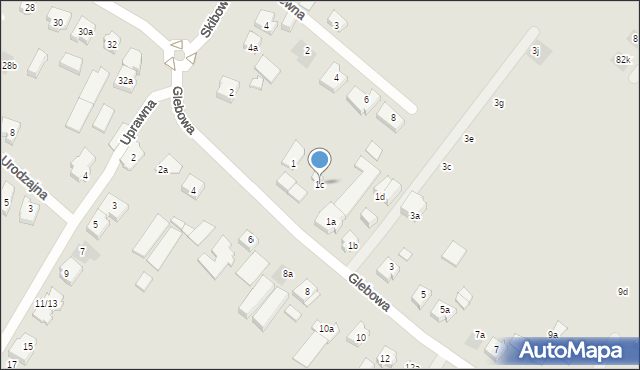 Poznań, Glebowa, 1c, mapa Poznania