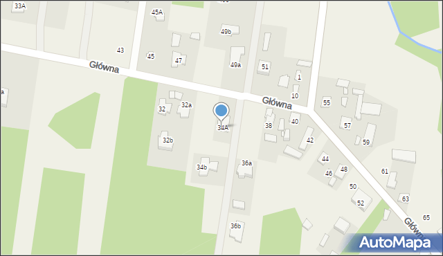 Prace Duże, Główna, 34A, mapa Prace Duże