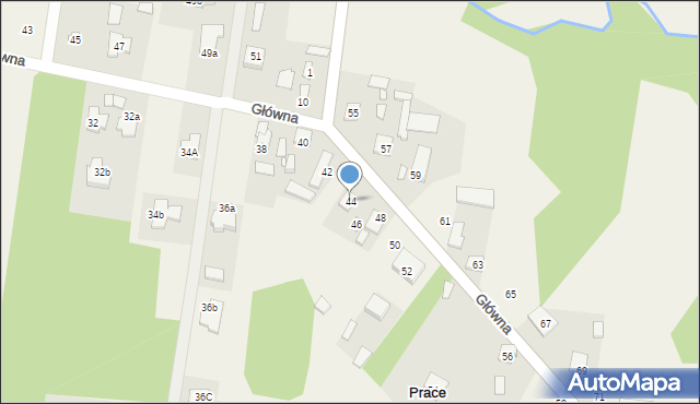 Prace Duże, Główna, 44, mapa Prace Duże