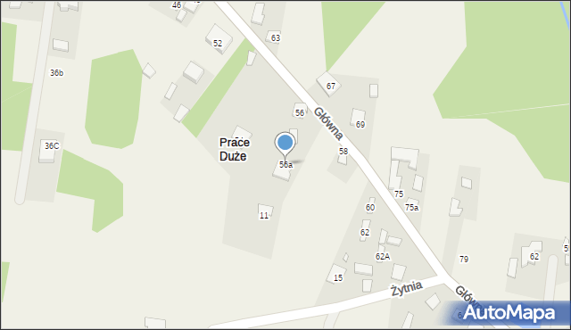 Prace Duże, Główna, 56a, mapa Prace Duże