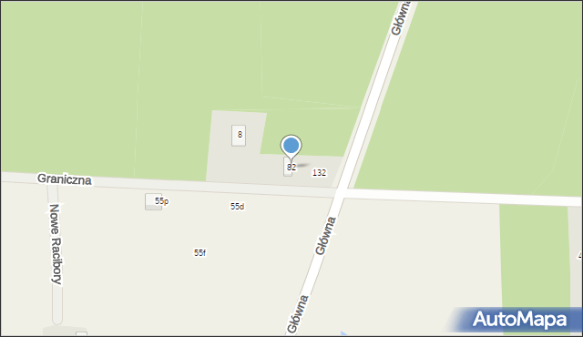 Prace Duże, Główna, 82, mapa Prace Duże