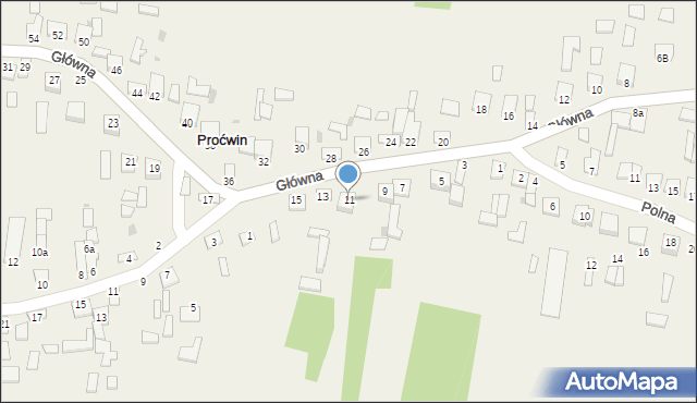 Proćwin, Główna, 11, mapa Proćwin