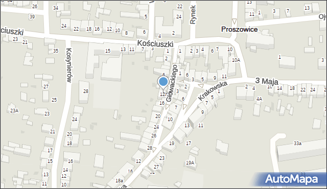 Proszowice, Głowackiego Bartosza, 12a, mapa Proszowice