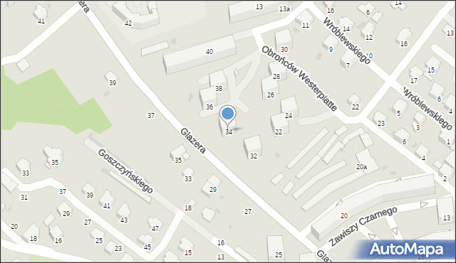 Przemyśl, Glazera Jakuba, bp., 34, mapa Przemyśla