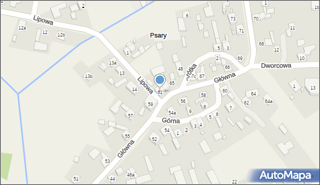 Psary, Główna, 61, mapa Psary