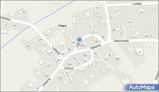 Psary, Główna, 67c, mapa Psary