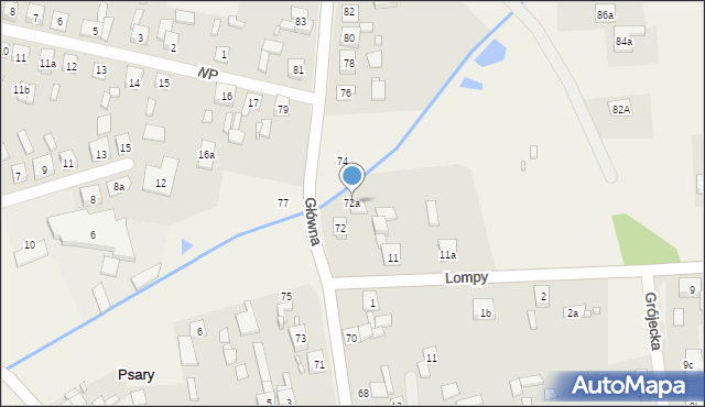 Psary, Główna, 72a, mapa Psary