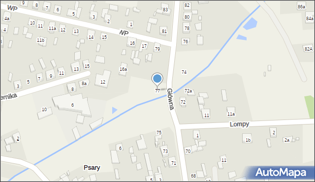 Psary, Główna, 77, mapa Psary