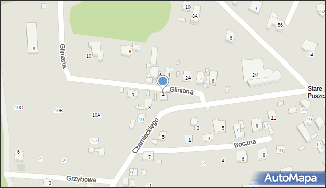 Puszczykowo, Gliniana, 1, mapa Puszczykowo