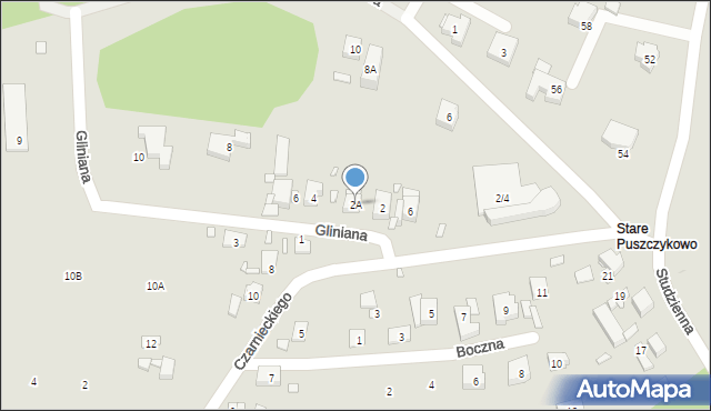 Puszczykowo, Gliniana, 2A, mapa Puszczykowo