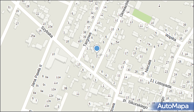 Pyzdry, Głowackiego, 2, mapa Pyzdry