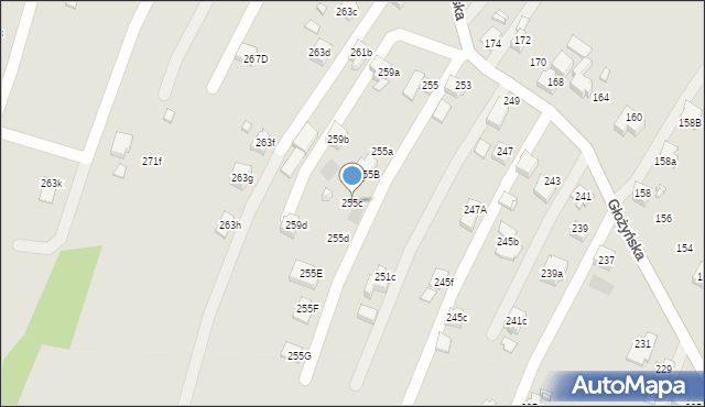 Radlin, Głożyńska, 255c, mapa Radlin