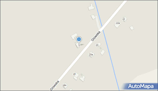 Radłów, Glowska, 1, mapa Radłów