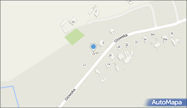 Radłów, Glowska, 11, mapa Radłów