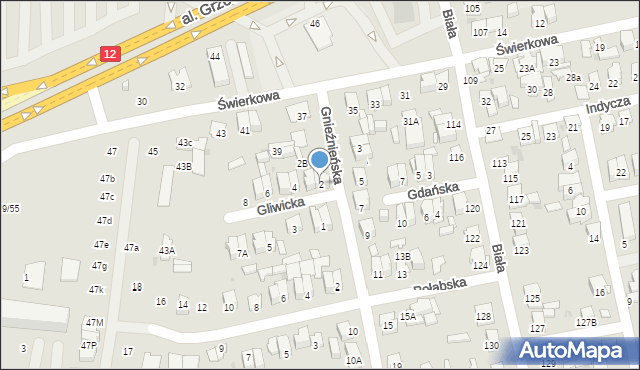 Radom, Gliwicka, 2, mapa Radomia