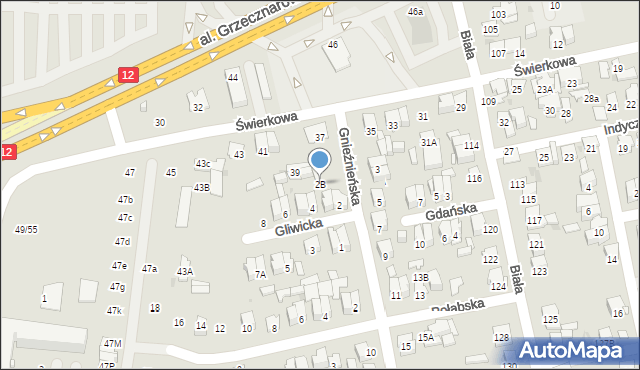 Radom, Gliwicka, 2B, mapa Radomia