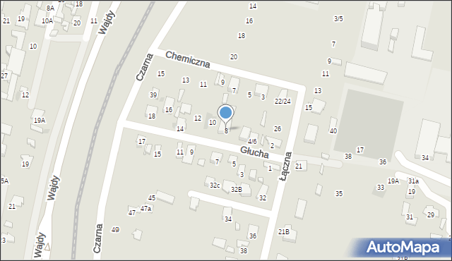 Radom, Głucha, 8, mapa Radomia