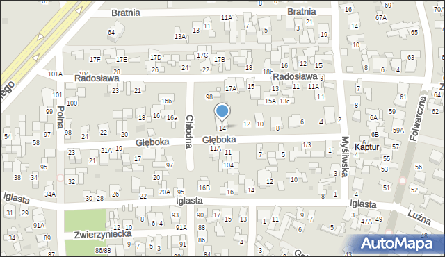 Radom, Głęboka, 14, mapa Radomia