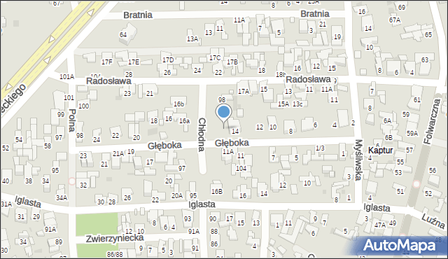 Radom, Głęboka, 14A, mapa Radomia