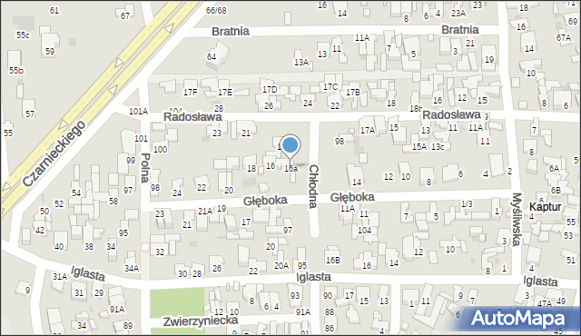Radom, Głęboka, 16a, mapa Radomia