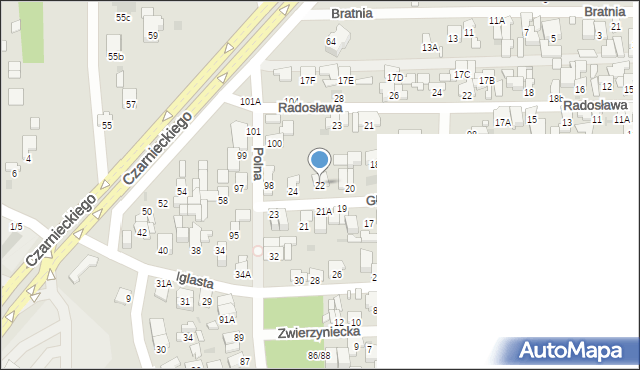 Radom, Głęboka, 22, mapa Radomia