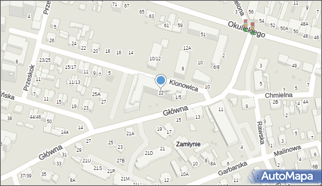 Radom, Główna, 12, mapa Radomia